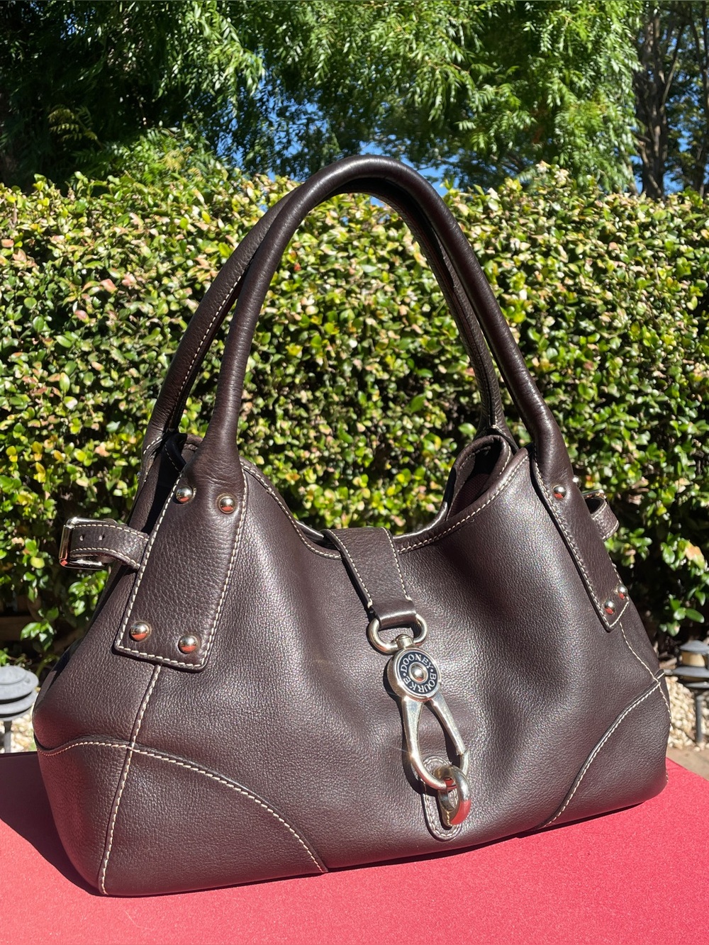 Dooney & Burke Dark Brown Annalisa Logo Lock Satchel - Picture 1 of 9